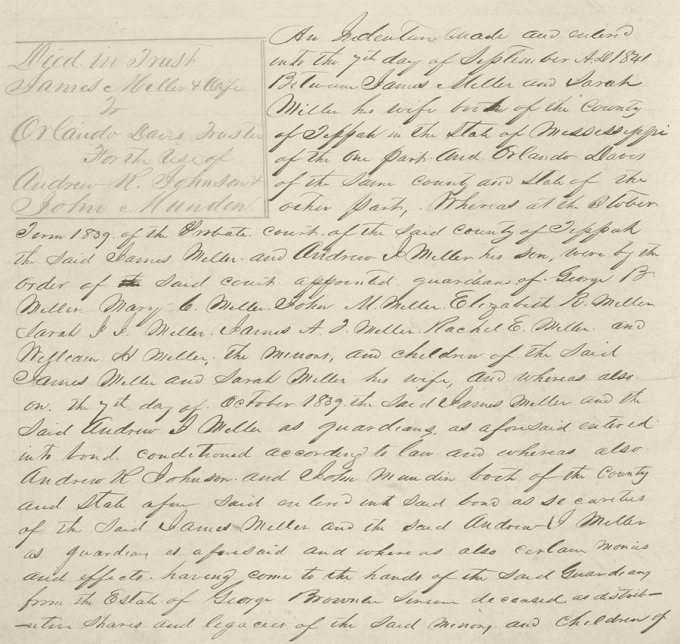 Miller-James(1841Indenture-TippahCoMS)pg1